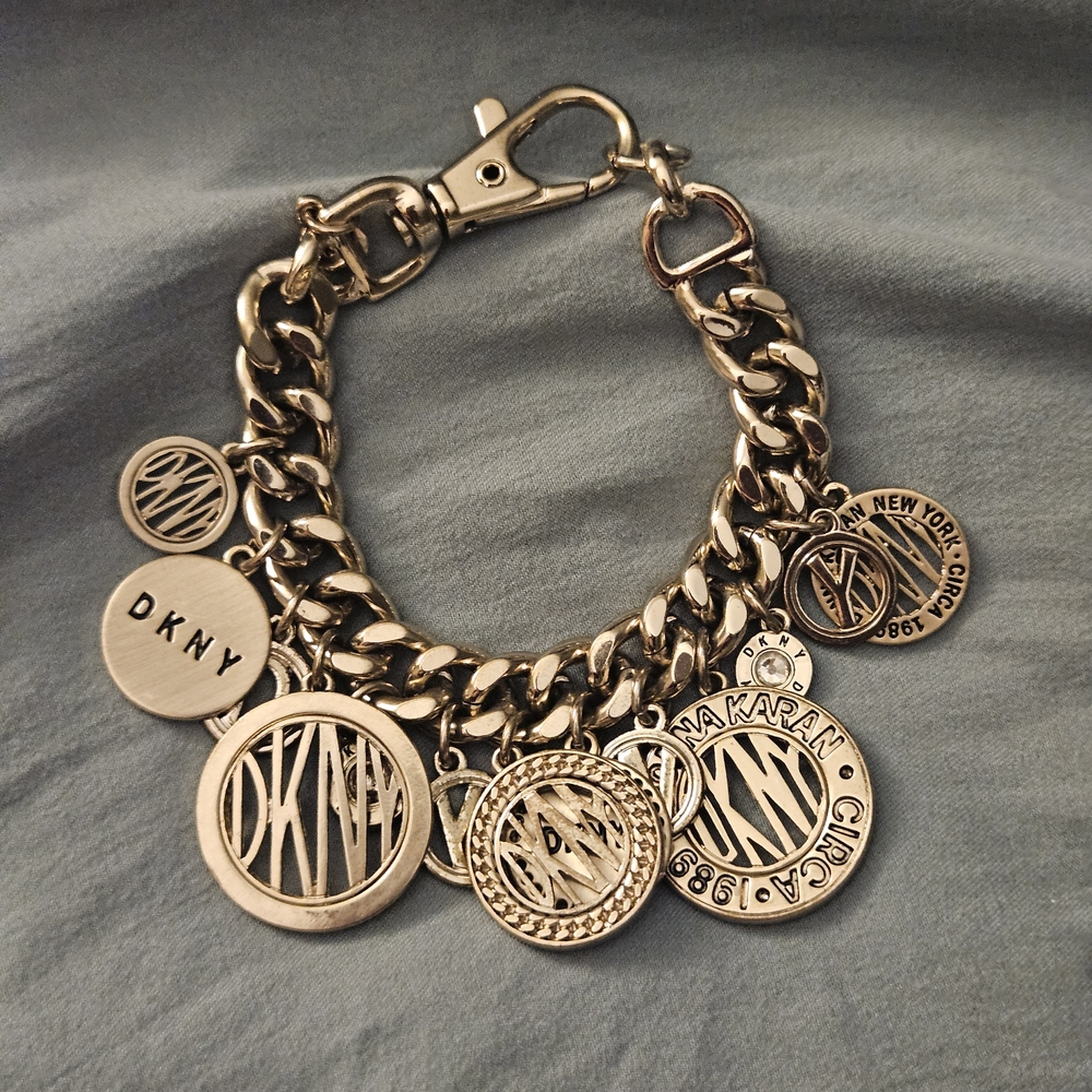 DKNY Gold Logo Charm Bracelet